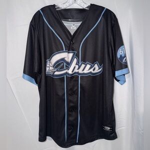 Cbus Men's Black and Blue Button-Up Jersey